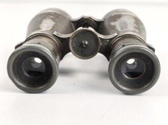 Kaiserreich und 1. Weltkrieg, Fernglas 08 von Goerz Berlin. Klare Durchsicht, Originallack, abgegriffen