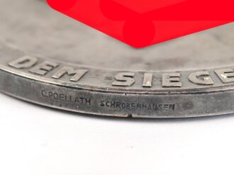 N.S. Reichsbund für Leibesübungen, Sieger Plakette anlässlich " Deutsche Wintersport Meisterschaften 1935 Garmisch Partenkirchen " Durchmesser 96mm. Randprägung " Poellath Schrobenhausen"