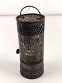 Dochtlampe zur Sammleranwärmung für Wehrmachtsfahrzeuge, ungereinigtes Stück, Originallack, datiert 1943