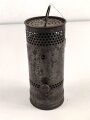 Dochtlampe zur Sammleranwärmung für Wehrmachtsfahrzeuge, ungereinigtes Stück, Originallack, datiert 1943