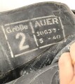 Schwerer Gasschutzanzug , Jacke und Hose aus weichem Gummi, jeweils Grösse 2. Hersteller Auer 1940. Jeweils ungereinigt