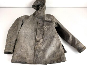 Schwerer Gasschutzanzug , Jacke und Hose aus weichem Gummi, jeweils Grösse 2. Hersteller Auer 1940. Jeweils ungereinigt