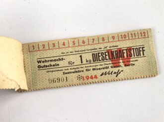 Block Gutscheine für Dieselkraftstoff, datiert 1944
