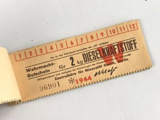Block Gutscheine für Dieselkraftstoff, datiert 1944