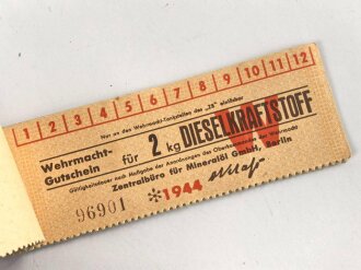Block Gutscheine für Dieselkraftstoff, datiert 1944