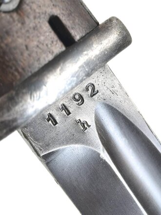 Seitengewehr Modell 84/98 für k98 der Wehrmacht. Nummerngleiches Stück von WKC 1937