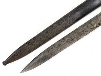 1. Weltkrieg, Seitengewehr M84/98 mit preussischer Abnahme von 1916. Herstellermarkierung Herder Solingen sowie Walter & Co Mühöhausen Thüringen