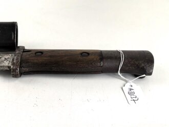 1. Weltkrieg, Seitengewehr M84/98 mit preussischer Abnahme von 1916. Herstellermarkierung Herder Solingen sowie Walter & Co Mühöhausen Thüringen