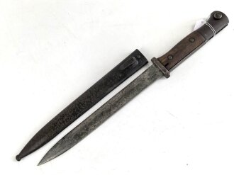 1. Weltkrieg, Seitengewehr M84/98 mit preussischer Abnahme von 1916. Herstellermarkierung Herder Solingen sowie Walter & Co Mühöhausen Thüringen