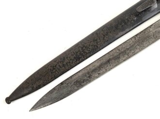 1. Weltkrieg, Seitengewehr M84/98 mit preussischer Abnahme von 1916. Herstellermarkierung Herder Solingen sowie Walter & Co Mühöhausen Thüringen