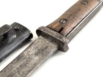 1. Weltkrieg, Seitengewehr M84/98 mit preussischer Abnahme von 1916. Herstellermarkierung Herder Solingen sowie Walter & Co Mühöhausen Thüringen