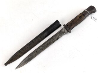 1. Weltkrieg, Seitengewehr M84/98 mit preussischer Abnahme von 1916. Herstellermarkierung Herder Solingen sowie Walter & Co Mühöhausen Thüringen