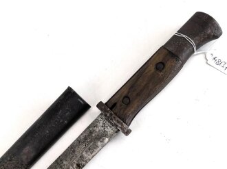 1. Weltkrieg, Seitengewehr M84/98 mit preussischer Abnahme von 1916. Herstellermarkierung Herder Solingen sowie Walter & Co Mühöhausen Thüringen