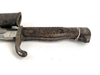 1. Weltkrieg, Seitengewehr M98/05 mit Sägerücken. Preussischer Abnahme von 1917. Herstellermarkierung Waffenfabrik Mauser Oberndorf