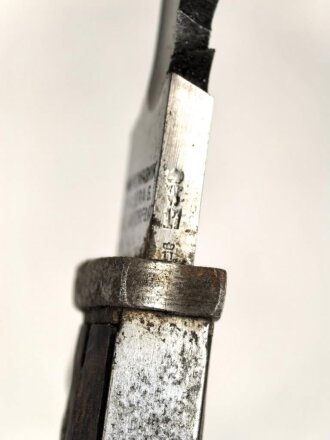 1. Weltkrieg, Seitengewehr M98/05 mit Sägerücken. Preussischer Abnahme von 1917. Herstellermarkierung Waffenfabrik Mauser Oberndorf