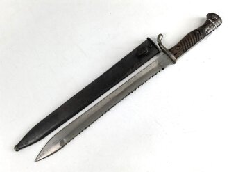 1. Weltkrieg, Seitengewehr M98/05 mit Sägerücken. Preussischer Abnahme von 1917. Herstellermarkierung Waffenfabrik Mauser Oberndorf