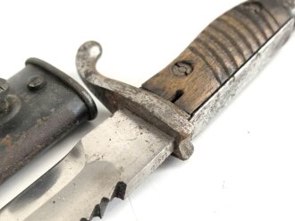 1. Weltkrieg, Seitengewehr M98/05 mit Sägerücken. Preussischer Abnahme von 1917. Herstellermarkierung Waffenfabrik Mauser Oberndorf
