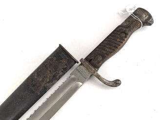 1. Weltkrieg, Seitengewehr M98/05 mit Sägerücken. Preussischer Abnahme von 1917. Herstellermarkierung Waffenfabrik Mauser Oberndorf