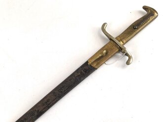 Kaiserreich, Seitengewehr 71. Eigentumstück mit beidseitiger Klingenätzung. Guter Gesamtzustand