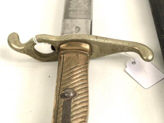 Kaiserreich, Seitengewehr 71. Eigentumstück mit beidseitiger Klingenätzung. Guter Gesamtzustand