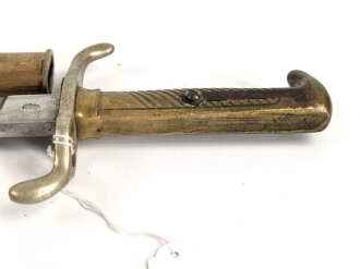 Kaiserreich, Seitengewehr 71. Eigentumstück mit beidseitiger Klingenätzung. Guter Gesamtzustand