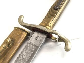 Kaiserreich, Seitengewehr 71. Eigentumstück mit beidseitiger Klingenätzung. Guter Gesamtzustand