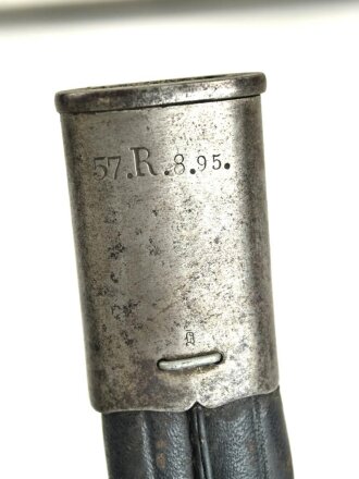 Kaiserreich und 1. Weltkrieg, Seitengewehr 98 lang mit preussischer Abnahme von 1902. Hersteller WKC, Nummerngleiches Kammerstück in gutem Zustand
