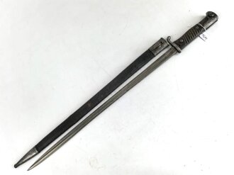Kaiserreich und 1. Weltkrieg, Seitengewehr 98 lang mit preussischer Abnahme von 1902. Hersteller WKC, Nummerngleiches Kammerstück in gutem Zustand