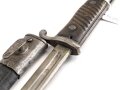 Kaiserreich und 1. Weltkrieg, Seitengewehr 98 lang mit preussischer Abnahme von 1902. Hersteller WKC, Nummerngleiches Kammerstück in gutem Zustand