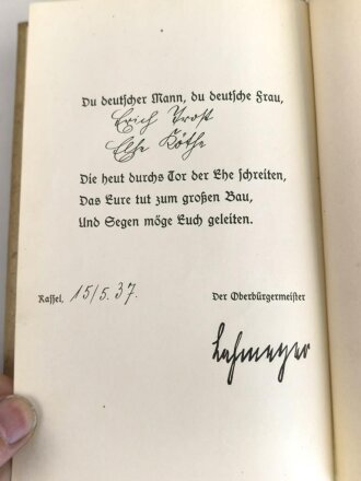 Adolf Hitler " Mein Kampf" Hochzeitsausgabe datiert 1937 der Stadt Kassel