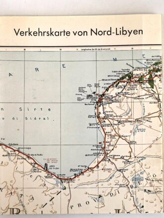 Verkehrskarte von Nord-Libyen, datiert 1941,gebraucht