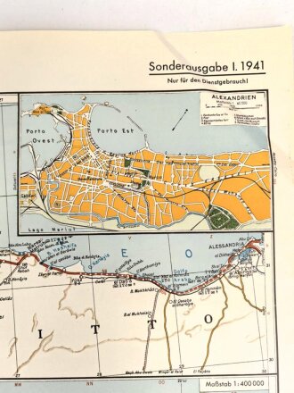 Verkehrskarte von Nord-Libyen, datiert 1941,gebraucht