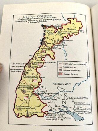 "Grenzland Baden - Spaten zur Hand " datiert 1939, DIN A4, 340 Seiten mit Widmung 