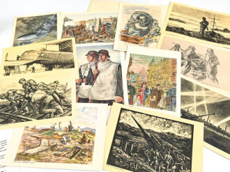 Luftgau VII Weihnachten 1941 - Erinnungsmappe mit 12 Zeichnungen, über DIN A4