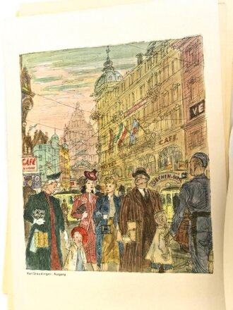 Luftgau VII Weihnachten 1941 - Erinnungsmappe mit 12 Zeichnungen, über DIN A4