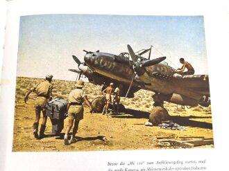 "Balkenkreuz über Wüstensand - Farbbilderwerk des deutschen Afrikakorps, datiert 1943, 159 Seiten, unter DIN A4 mit Widmung, Buchrücken geklebt