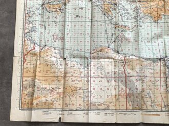 Luftwaffe, Luft-Navigationskarte in Merkatorprojektion, " Östliches Mittelmeer" 1940, gebraucht, Maße 125 cm x 104 cm