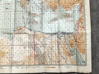 Luftwaffe, Luft-Navigationskarte in Merkatorprojektion, " Östliches Mittelmeer" 1940, gebraucht, Maße 125 cm x 104 cm