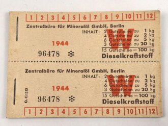 Block Gutscheine für Dieselkraftstoff, datiert 1944