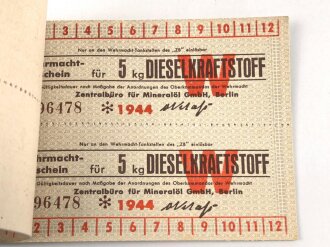 Block Gutscheine für Dieselkraftstoff, datiert 1944