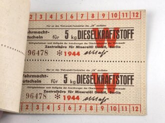 Block Gutscheine für Dieselkraftstoff, datiert 1944