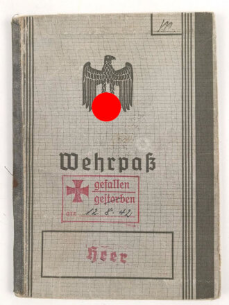Wehrpaß Heer, eingestellt am 5. September 1938 bei 15.Komp. E. IR 110 Hanau.