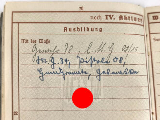 Wehrpaß Heer, eingestellt am 5. September 1938 bei 15.Komp. E. IR 110 Hanau.