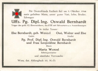 Todesanzeige eines Träger des goldenen Hj...