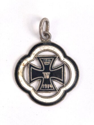 1.Weltkrieg, Patriotischer Anhänger "Eisernes Kreuz 1914" Emailliert, ungereinigt, Breite 21mm