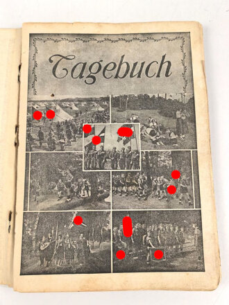 Tagebuch Hitler Jugend mit diversen Aufzeichnungen zum Thema Artillerie. Flakhelfer ? DIN A5