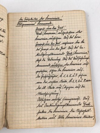 Tagebuch Hitler Jugend mit diversen Aufzeichnungen zum Thema Artillerie. Flakhelfer ? DIN A5