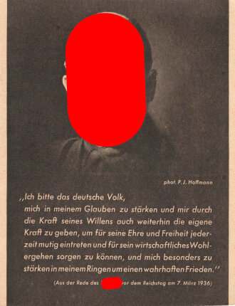 NSDAP Gaupropagandaleitung Schwaben, Eigenhändige Unterschrift des Gauleiters von Augsburg vom 26.März 1936, auf Karte