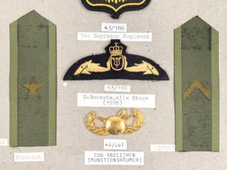 Schweden, Sammlung verschiedener Militärabzeichen, auf Karton befestigt