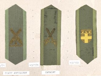 Schweden, Sammlung Kragenabzeichen Heer, auf Karton geklebt